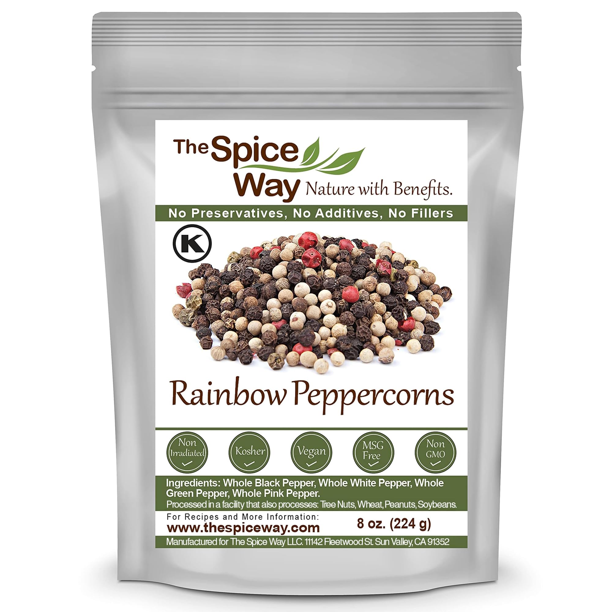The Spice Way Rainbow Peppercorn Blend bottle adds vibrant color for flavorful seasoning.