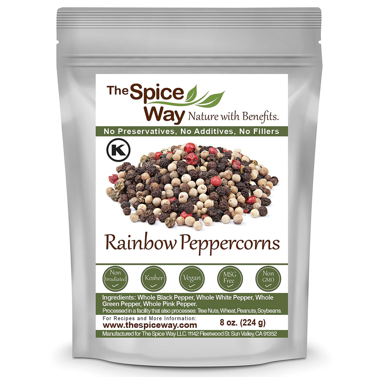 The Spice Way Rainbow Peppercorn Blend bottle adds vibrant color for flavorful seasoning.