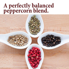 The Spice Way Rainbow Peppercorn Blend grinder releases bright aroma for quick seasoning.