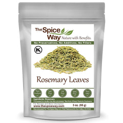 The Spice Way rosemary leaves bottle enhances roasted meats with bright, aromatic notes.