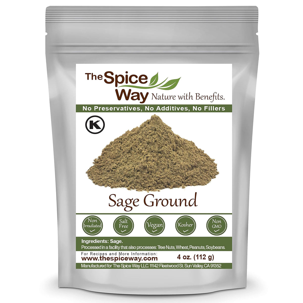 The Spice Way Sage Ground bottle pour; easy to add flavor to poultry and sauces.