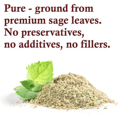 The Spice Way Sage Ground packaging closeup highlighting premium, kosher-certified spice.
