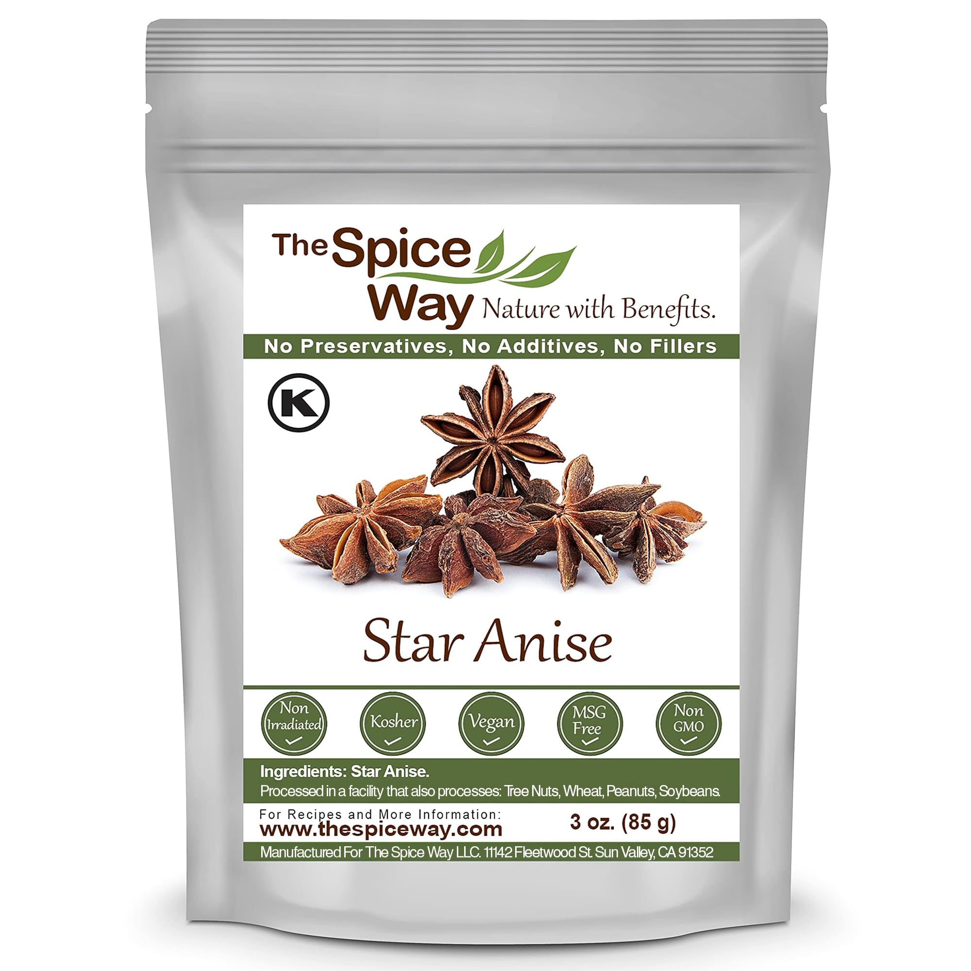 The Spice Way star anise in packaging close-up shows freshness and purity.
