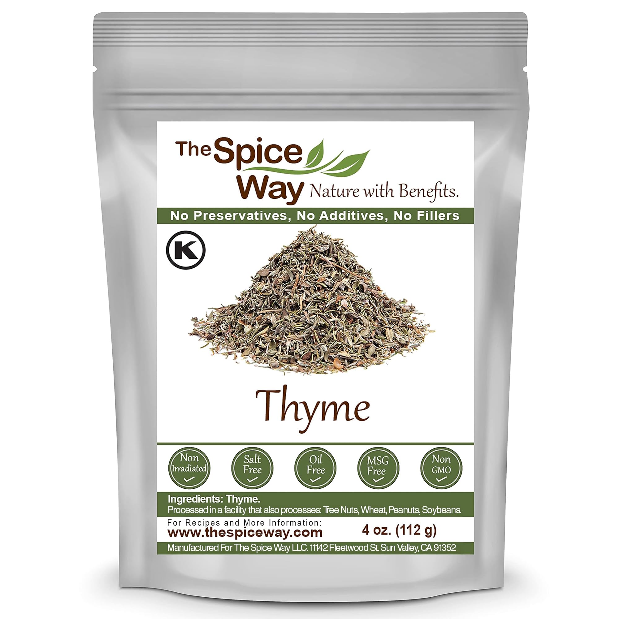 The Spice Way Thyme Leaves in a fresh resealable bag for easy storage and seasoning.