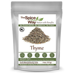 The Spice Way Thyme Leaves in a fresh resealable bag for easy storage and seasoning.