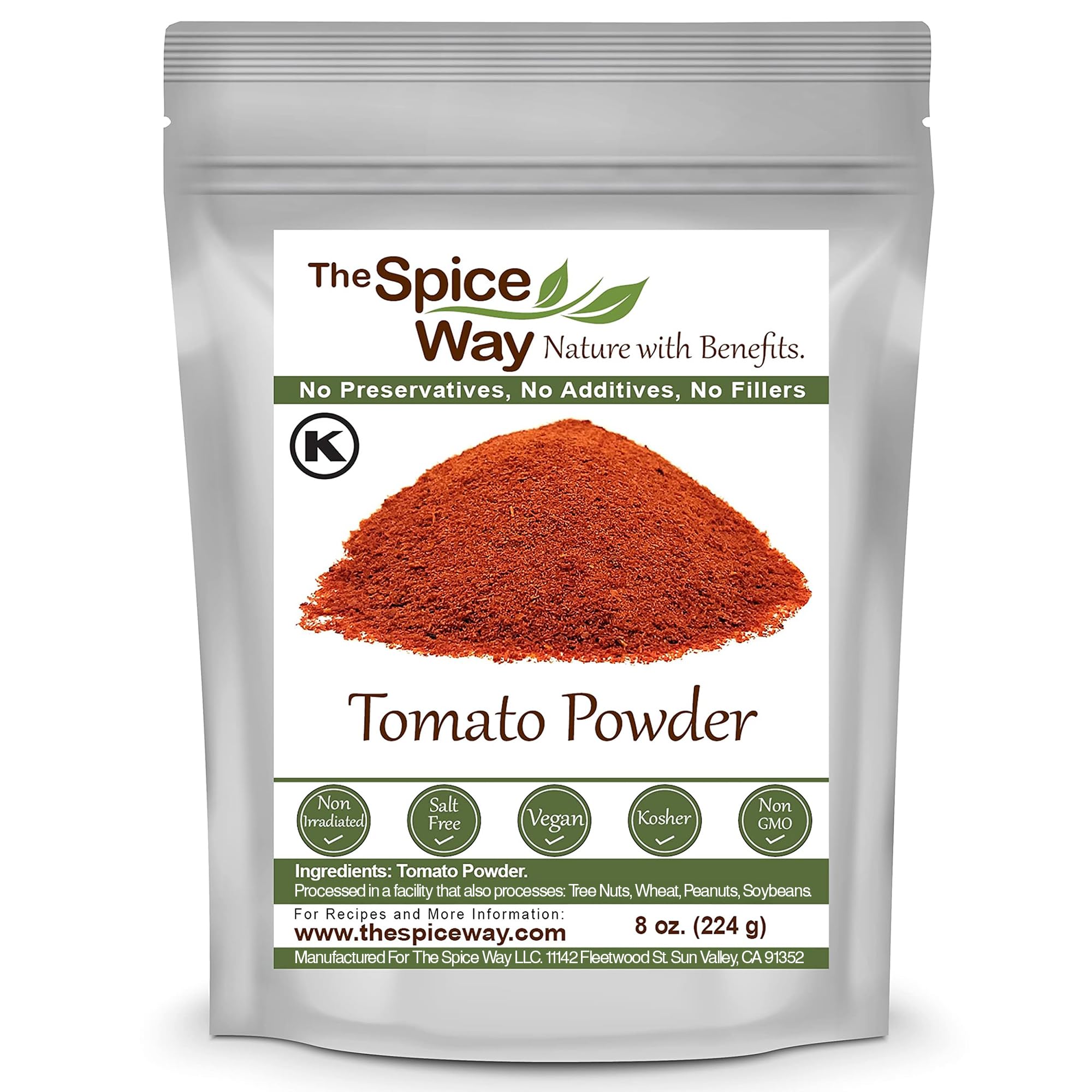 The Spice Way Tomato Powder bottle on a counter for quick flavor