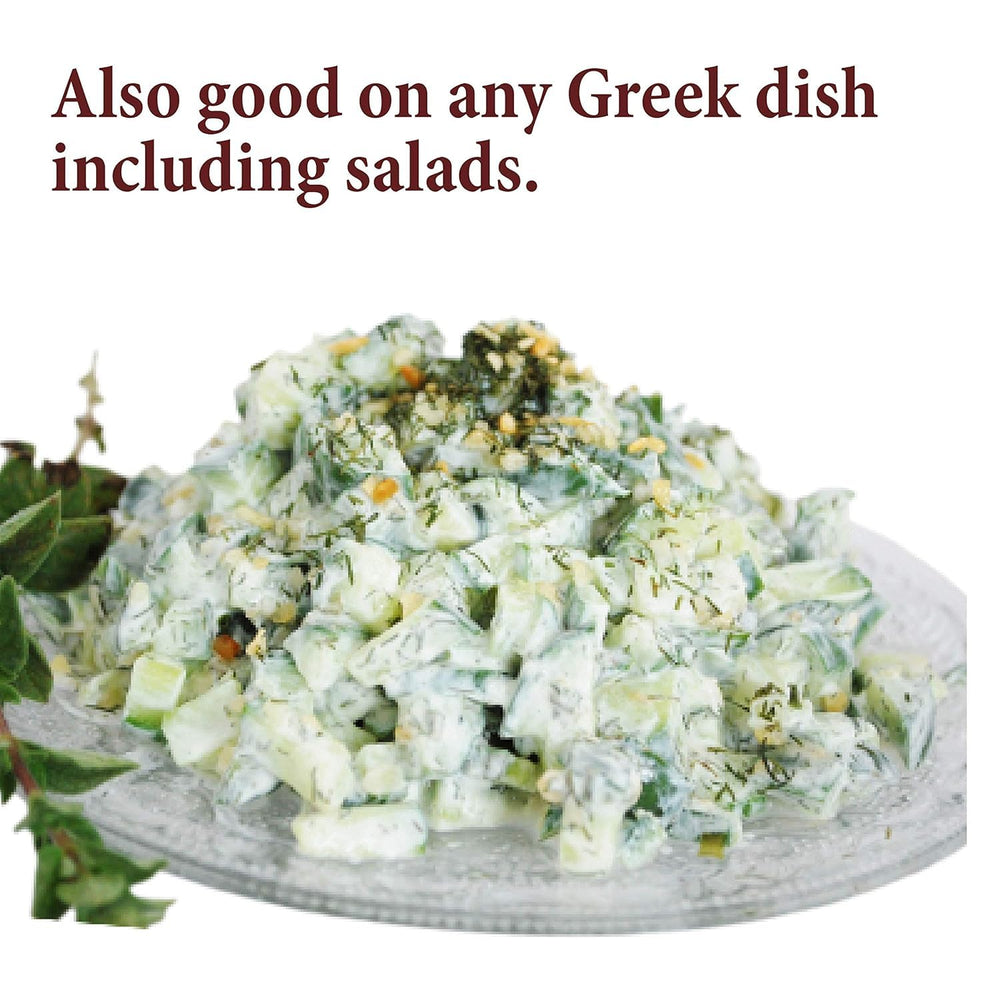 The Spice Way Tzatziki dip herbs close-up emphasizes farm-fresh ingredients.