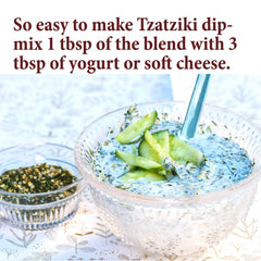 The Spice Way Tzatziki Dip ingredients feature fresh herbs for vibrant flavor