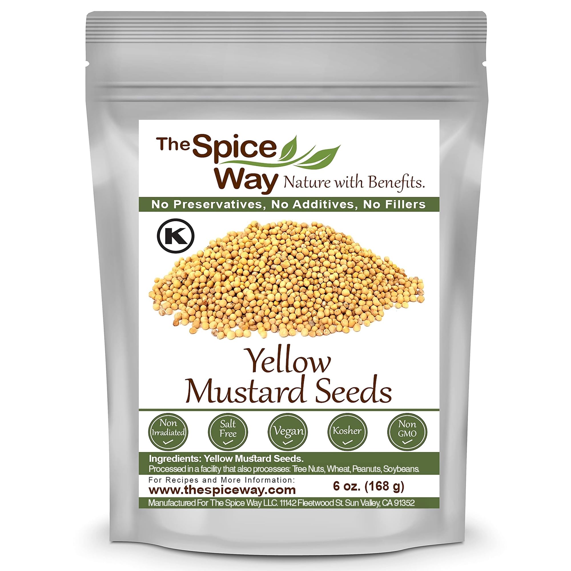 The Spice Way Yellow Mustard Seed packaging showing fresh seeds for pickling and cooking