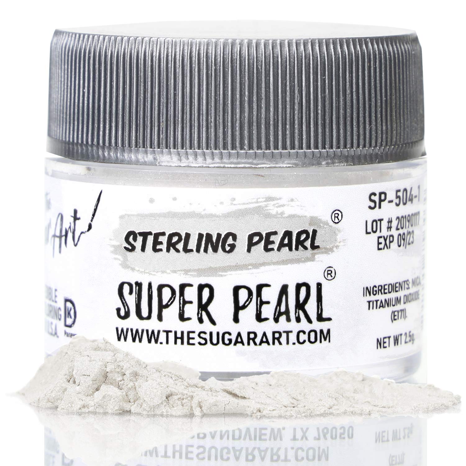 The Sugar Art Sterling Pearl edible shimmer powder adds luminous pearlescent shine to cakes and cupcakes.