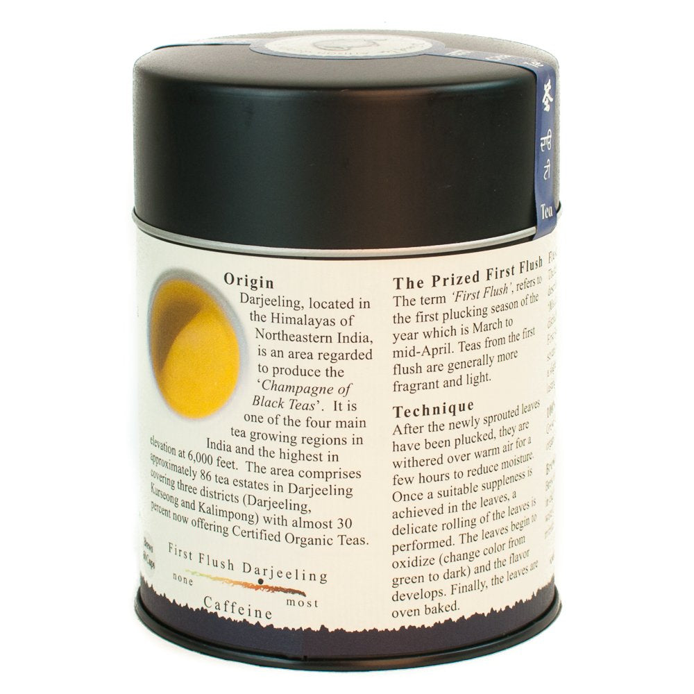 The Tao of Tea loose-leaf Darjeeling in a strainer for refined spring flavor