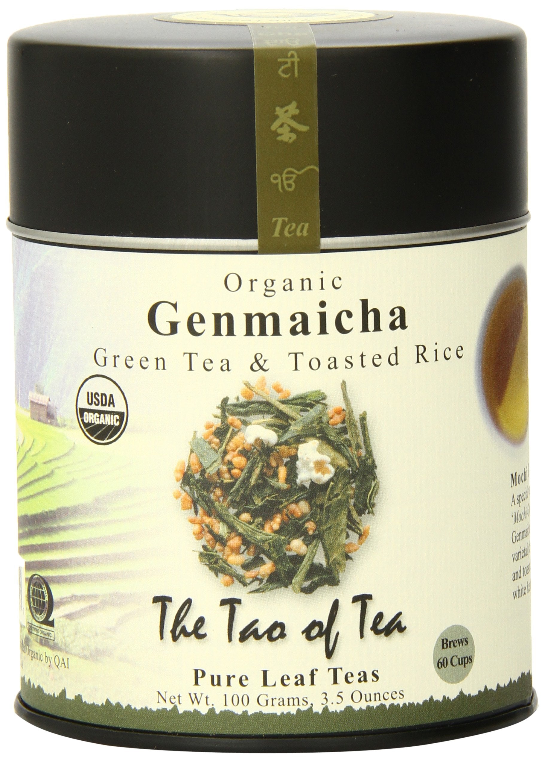 The Tao of Tea Genmaicha loose-leaf in a tin showing quality packaging and presentation