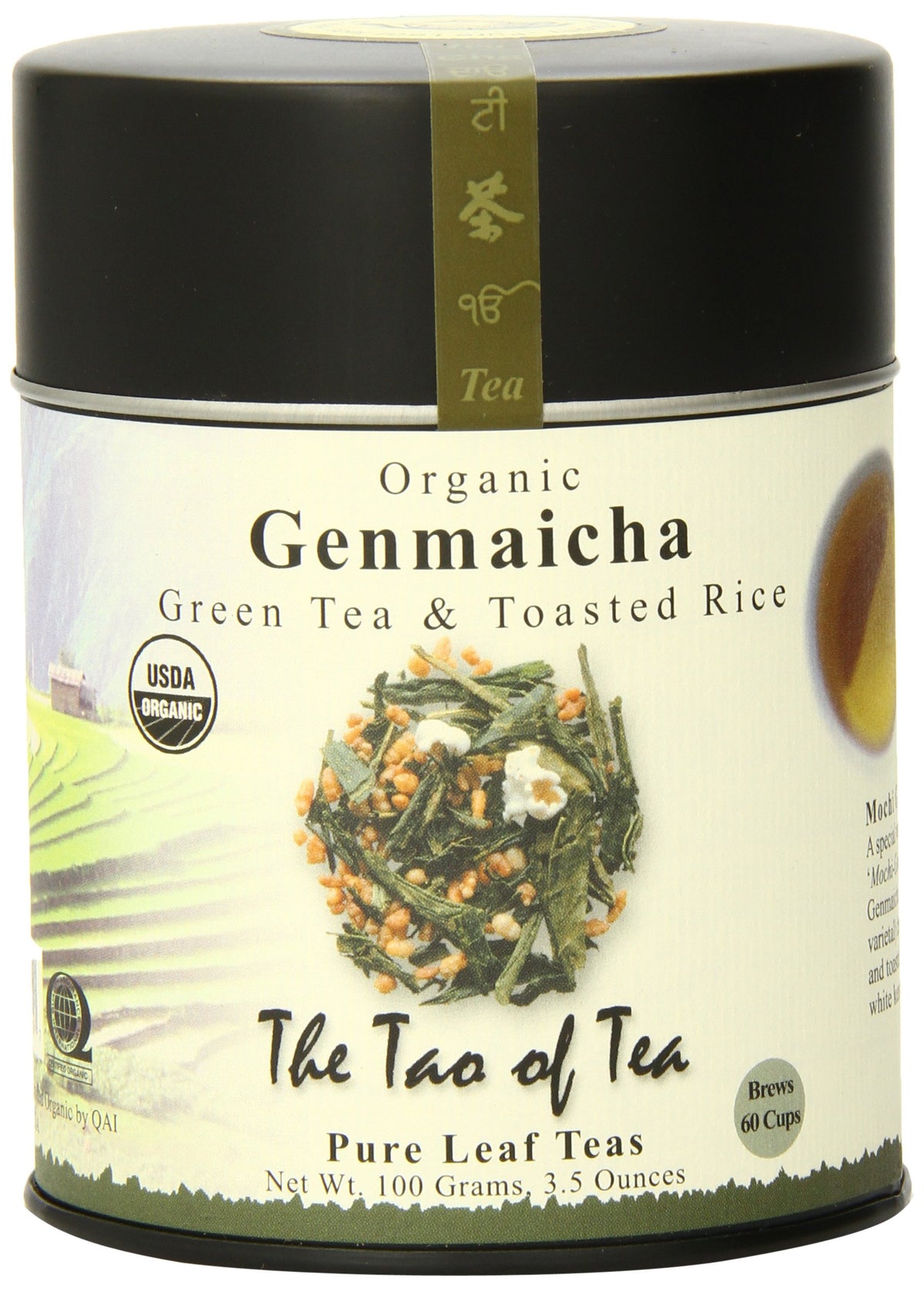 The Tao of Tea Genmaicha loose-leaf in a tin showing quality packaging and presentation