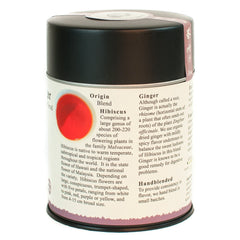 The Tao of Tea hibiscus ginger tea brewed cup releasing warm aroma.