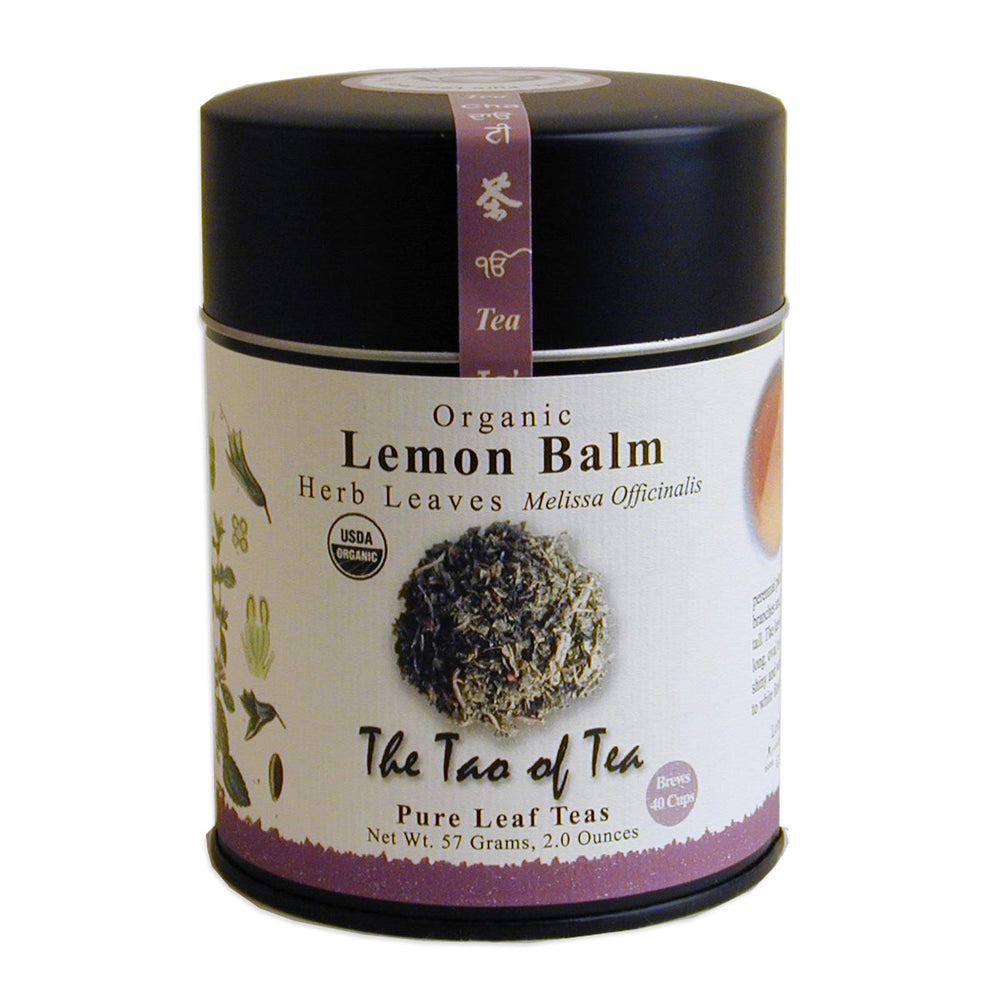 The Tao of Tea Lemon Balm loose leaf tea in a 2oz tin for aromatic calm.