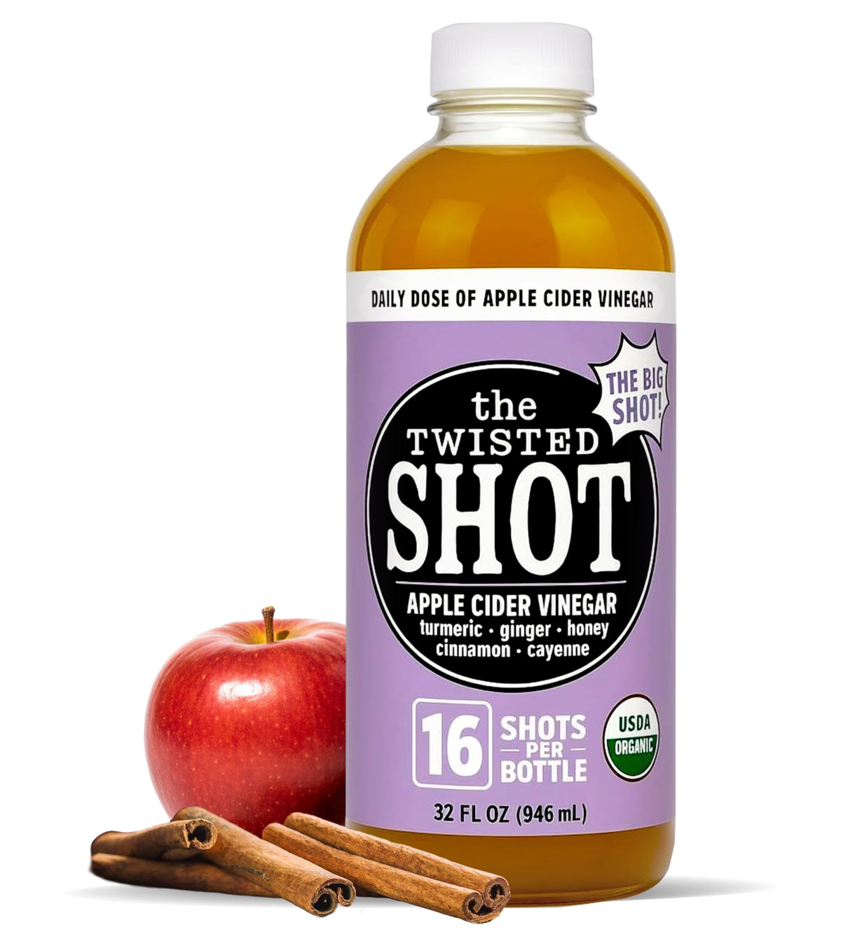 The Twisted Shrub Twisted Shot bottle on the counter for convenient daily wellness