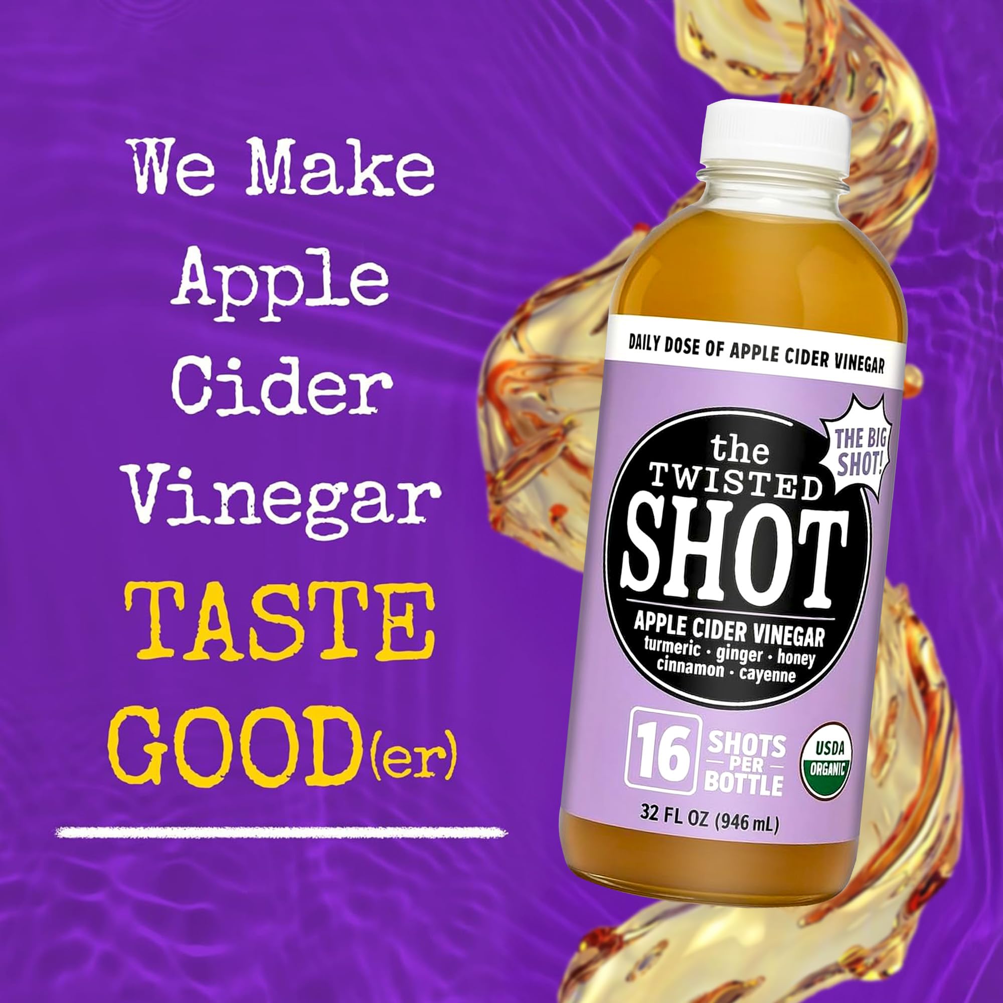 The Twisted Shrub Twisted Shot with ginger slices for digestive support and flavor