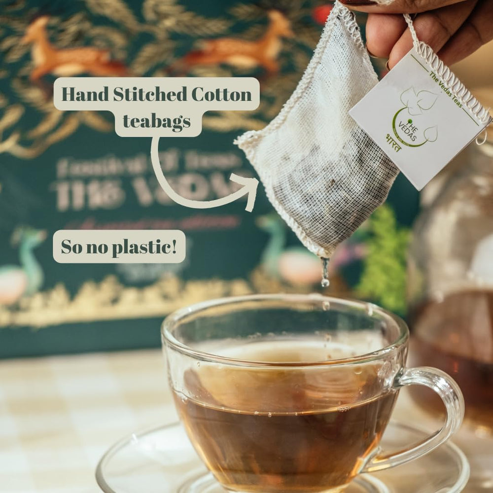 Brewing The Vedas tea releases a comforting steam and aroma