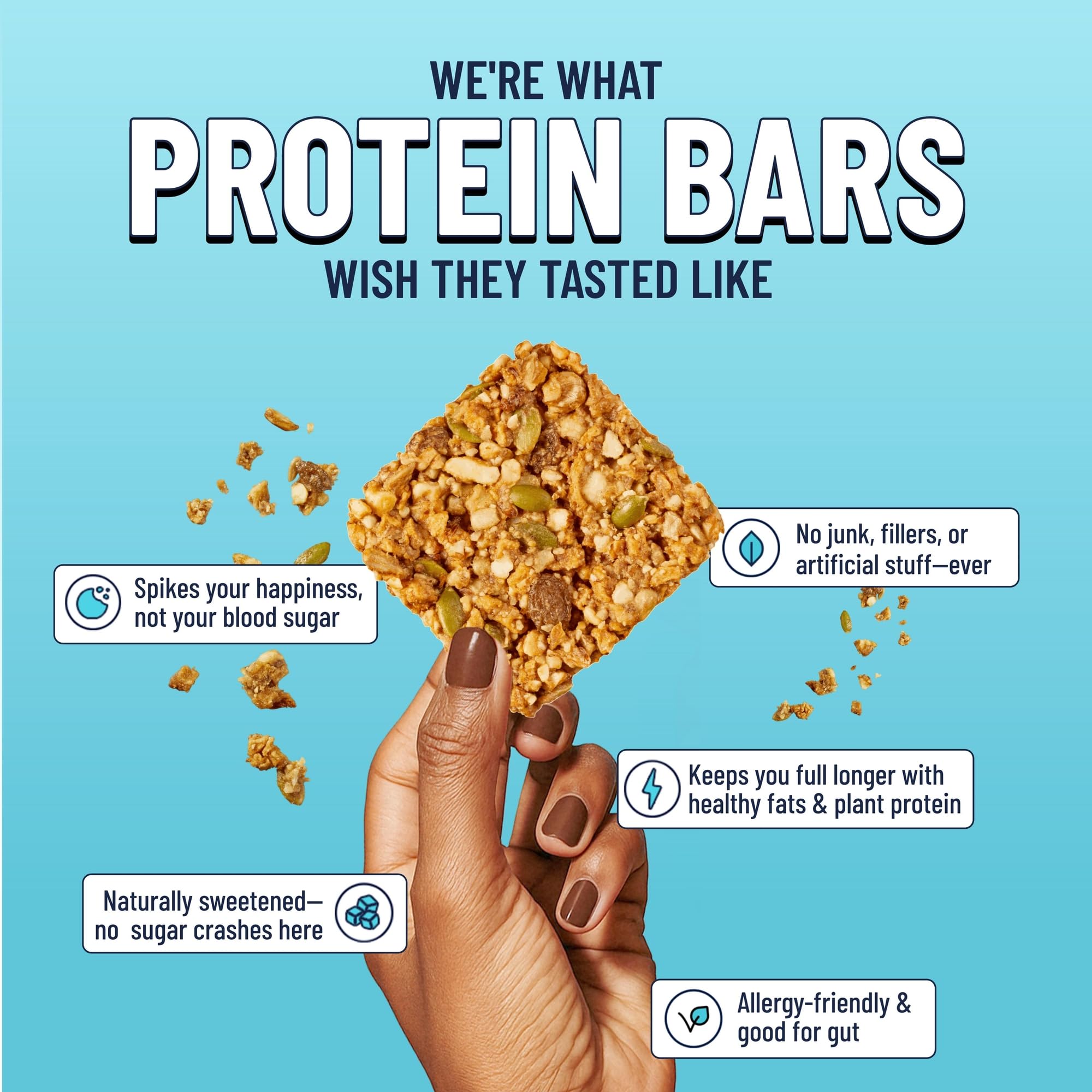 Nuts and maple syrup are visible in this shot, signaling rich flavor and protein density.
