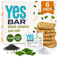 The YES Bar Black Sesame Sea Salt bar pack, premium vegan snack.