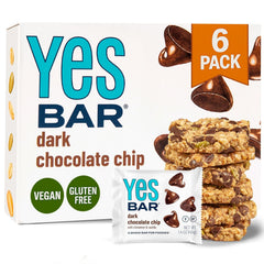 The YES Bar Dark Chocolate Chip bars pack for on-the-go vegan snacking.
