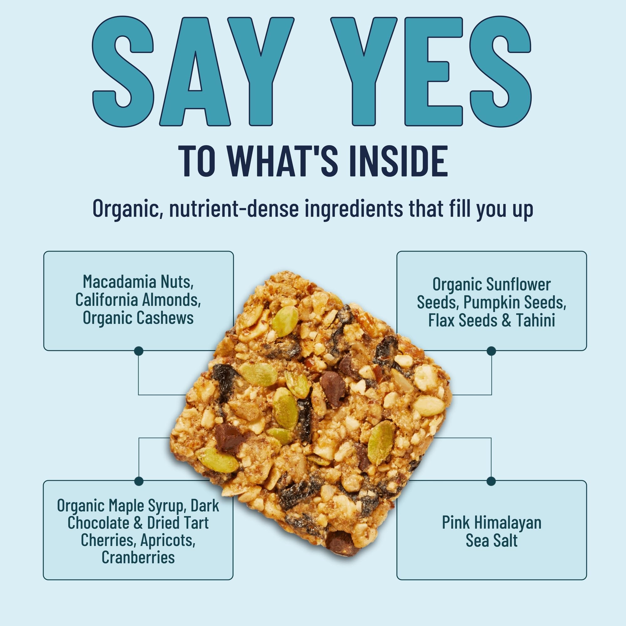 The YES Bar serving plate conveys shareable healthy treat for family and friends.