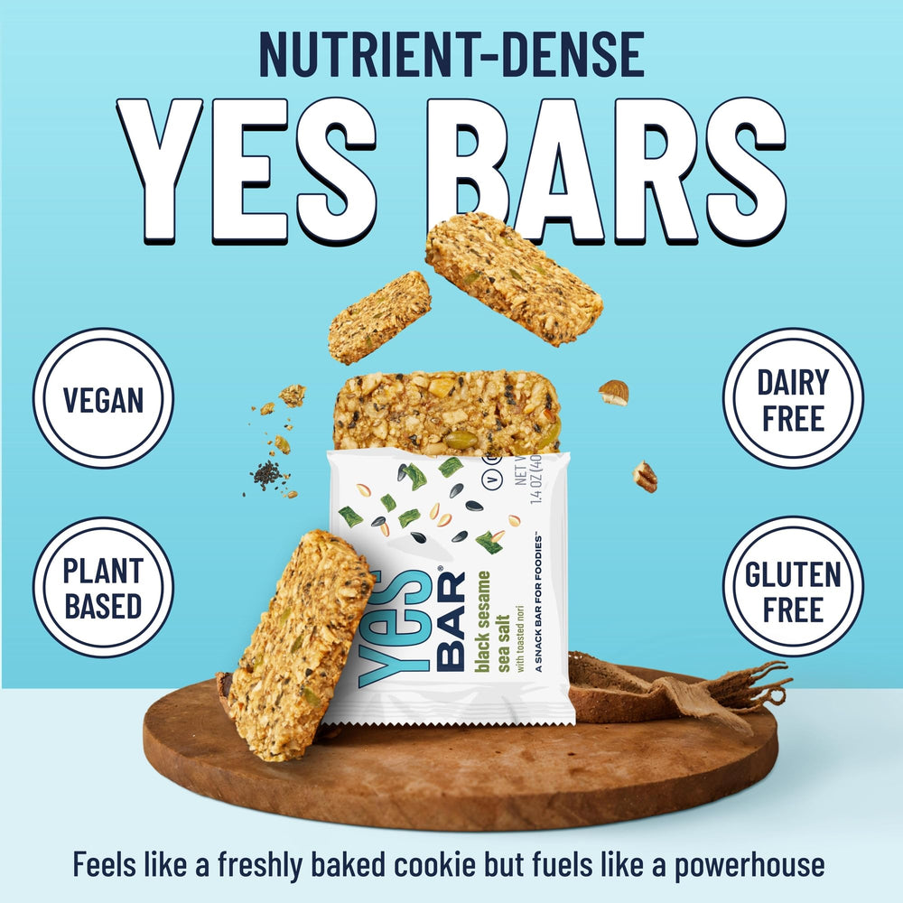 The YES Bar Organic Vermont Maple Syrup drizzle highlights natural sweetness.