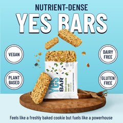 The YES Bar Organic Vermont Maple Syrup drizzle highlights natural sweetness.