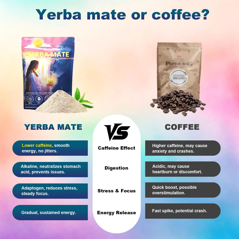 THEANECHO Yerba Mate Peach Mango Tea with prebiotic fiber supports easy digestion.