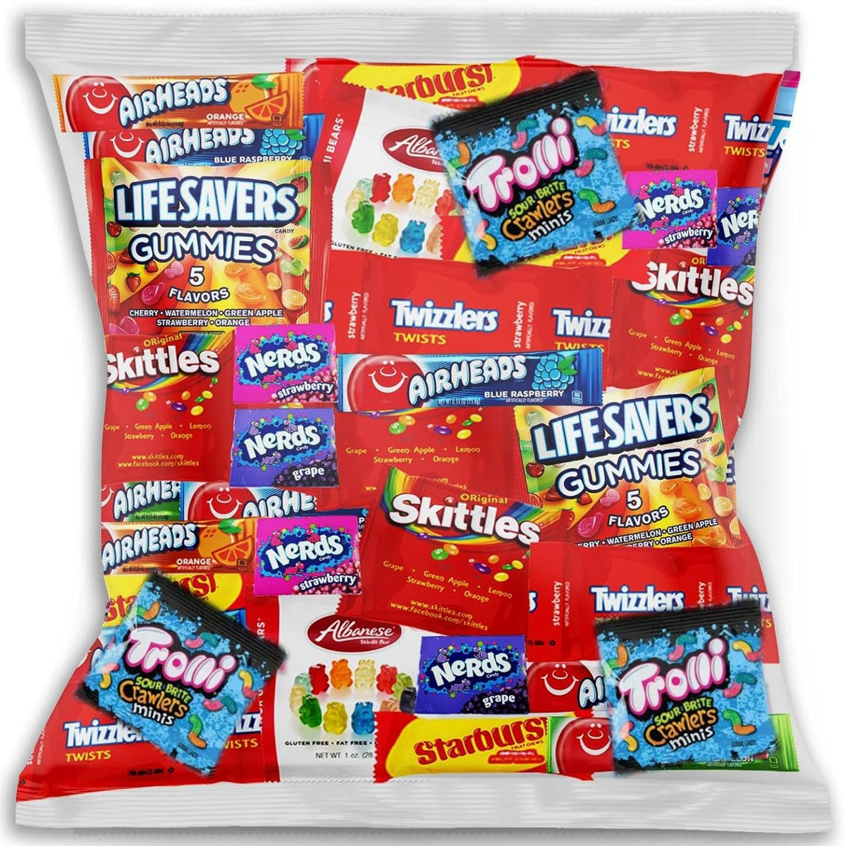 The LakeHouse mixed candy bag front view, vibrant assortment for events and party favors.
