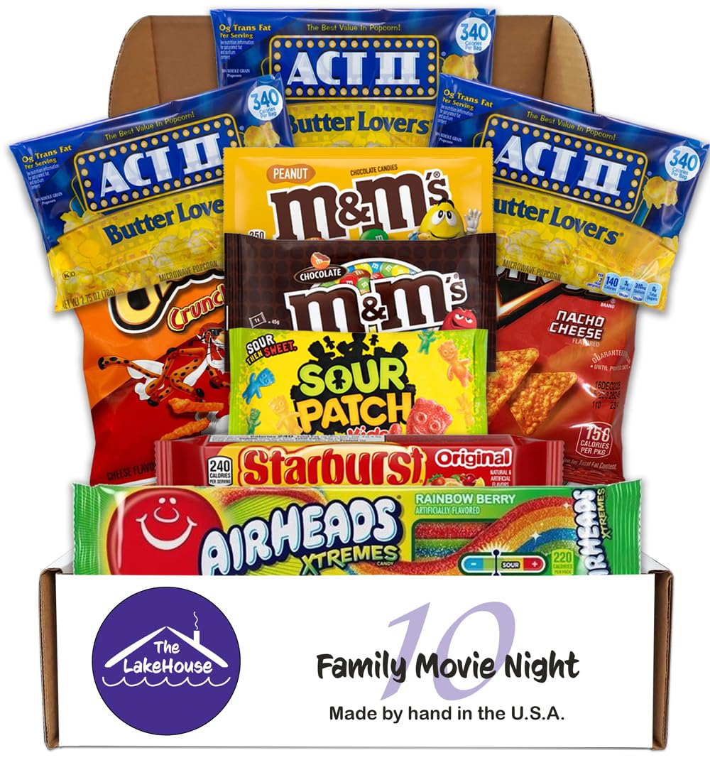 The LakeHouse movie candy popcorn basket, ready for a cozy family movie night.