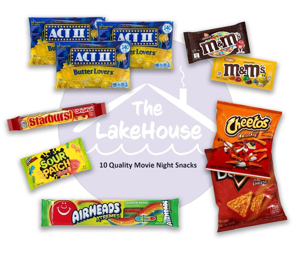The LakeHouse popcorn and candy package, showcasing classic theater snacks for date night.