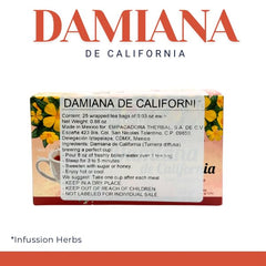 Therbal Damiana California tea steeping in cup with fragrant aroma.