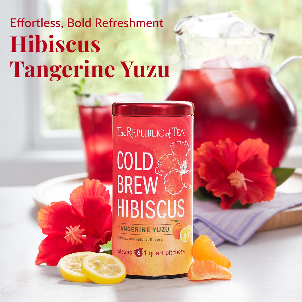 Six one-quart pitcher setup with The Republic of Tea for easy entertaining.