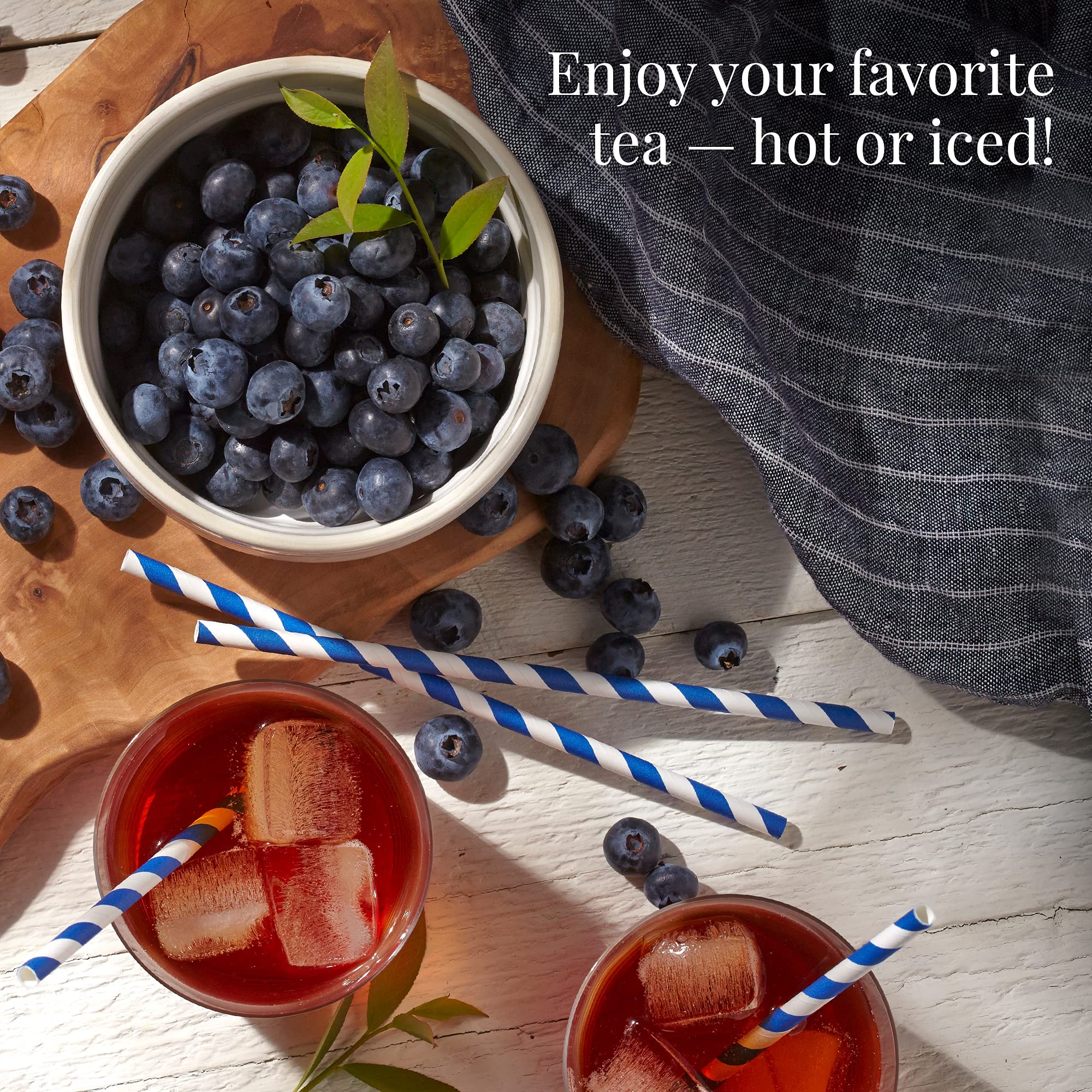 Close-up of fresh blueberries highlights natural blueberry flavor in the blend.