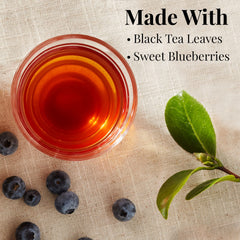 Brewed cup of The Republic of Tea Wild Blueberry delivers a rich aroma.