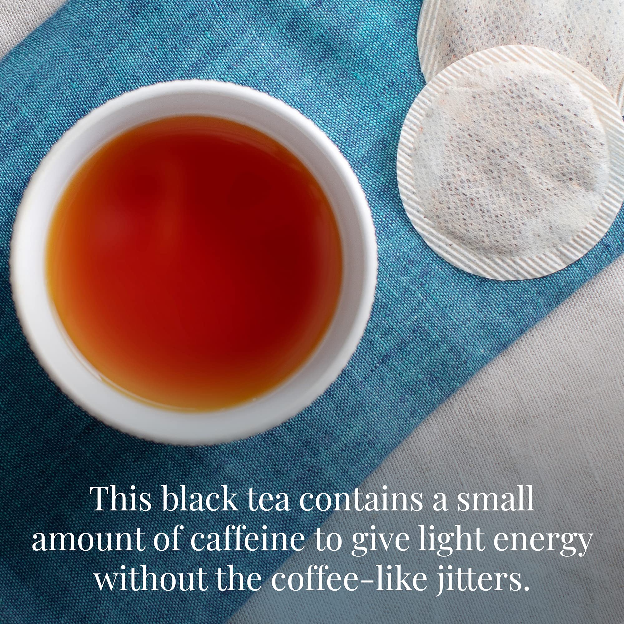 Open tin reveals 50 tea bags ready for convenient steeping.