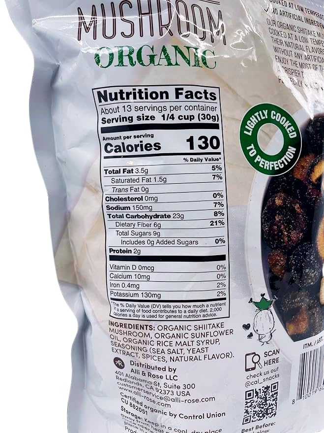 Serving bowl of The Snak Yard Shiitake Crisps, a savory vegan snack