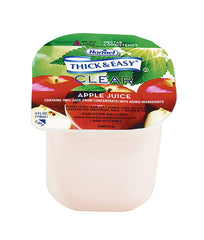 Thick & Easy nectar-consistency apple juice in a 4oz cup for smooth sipping.