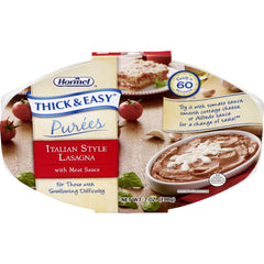 Thick & Easy Purees Italian Style Beef Lasagna puree in a 7 oz tray for quick meal prep