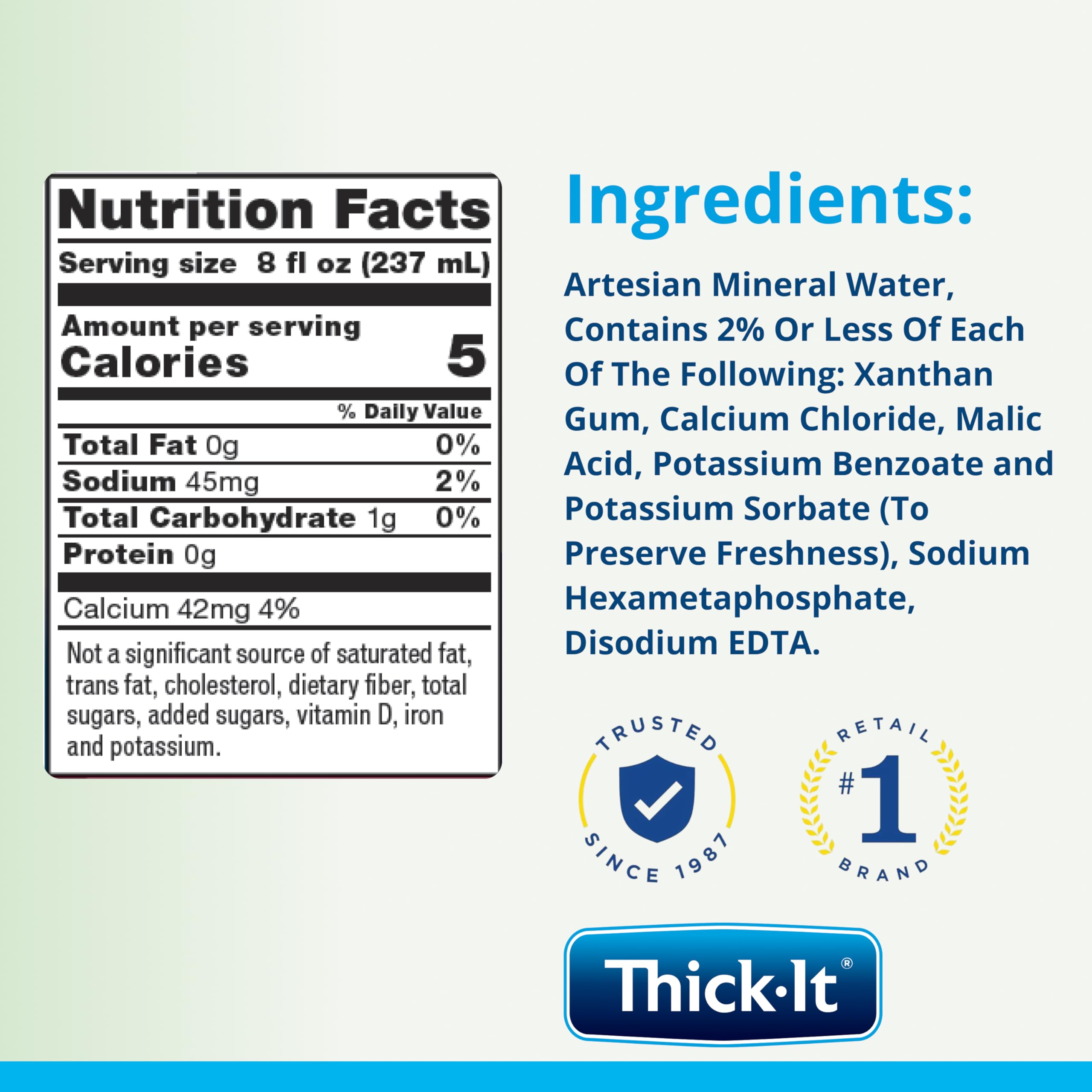 Thick-It Clear Advantage 8 oz bottle with label detail highlighting sugar-free formula.