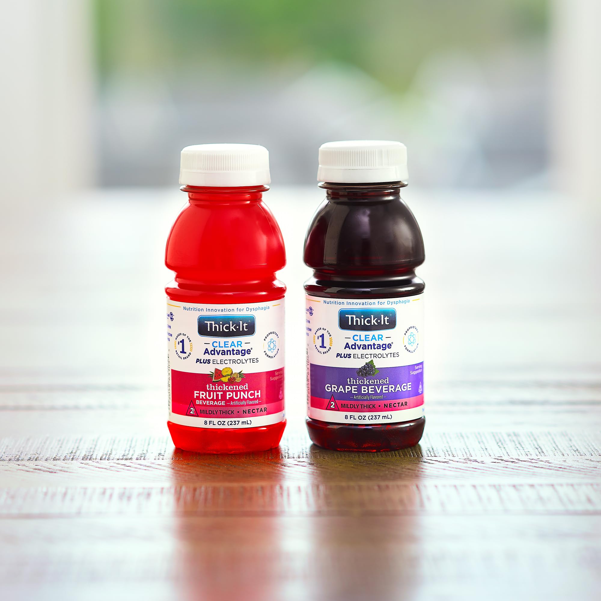 Pour shot of Thick-It Clear Advantage fruit punch to illustrate nectar texture.