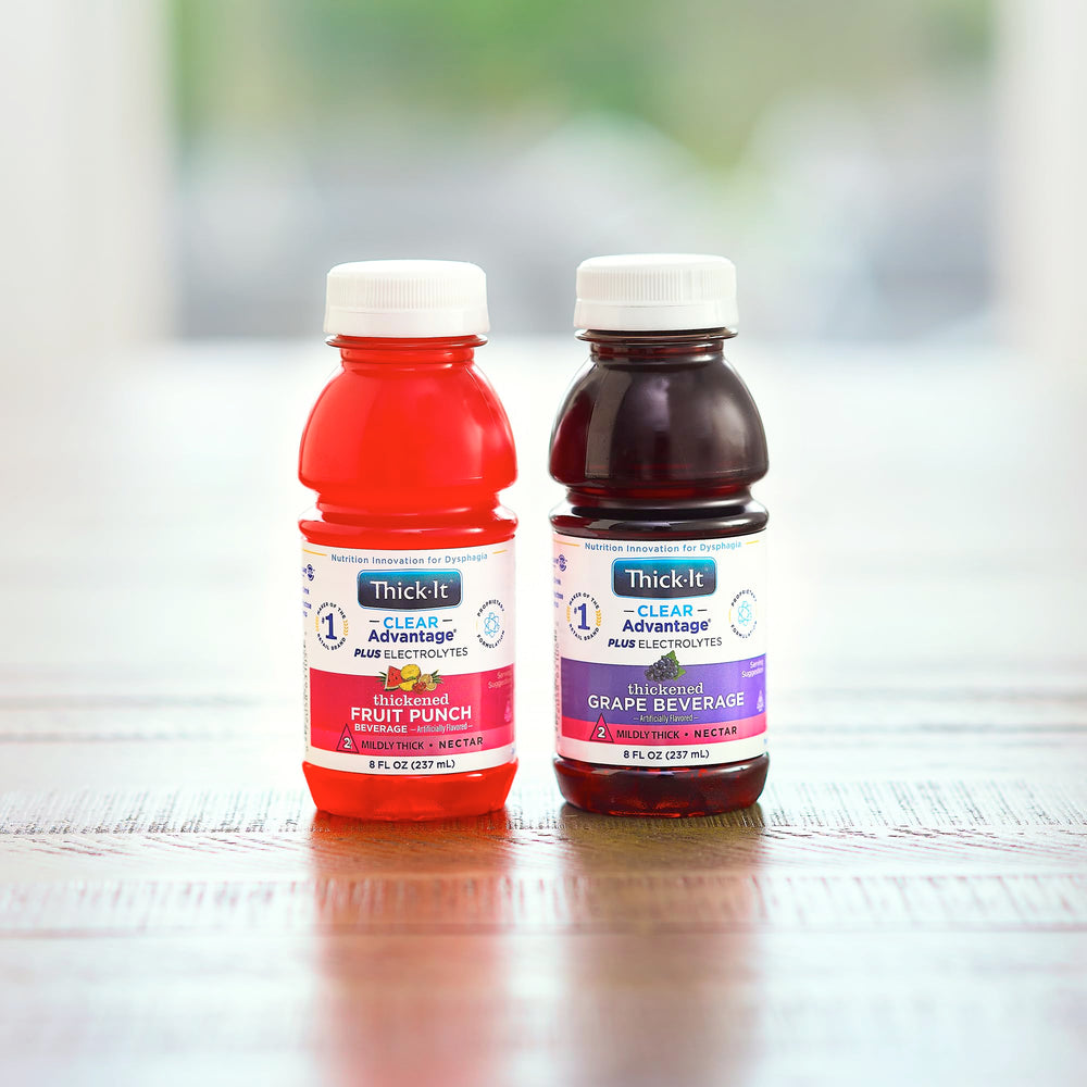 Pour shot of Thick-It Clear Advantage fruit punch to illustrate nectar texture.