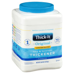 Thick-It Original bottle pour demonstrates easy thickness for safer swallowing.