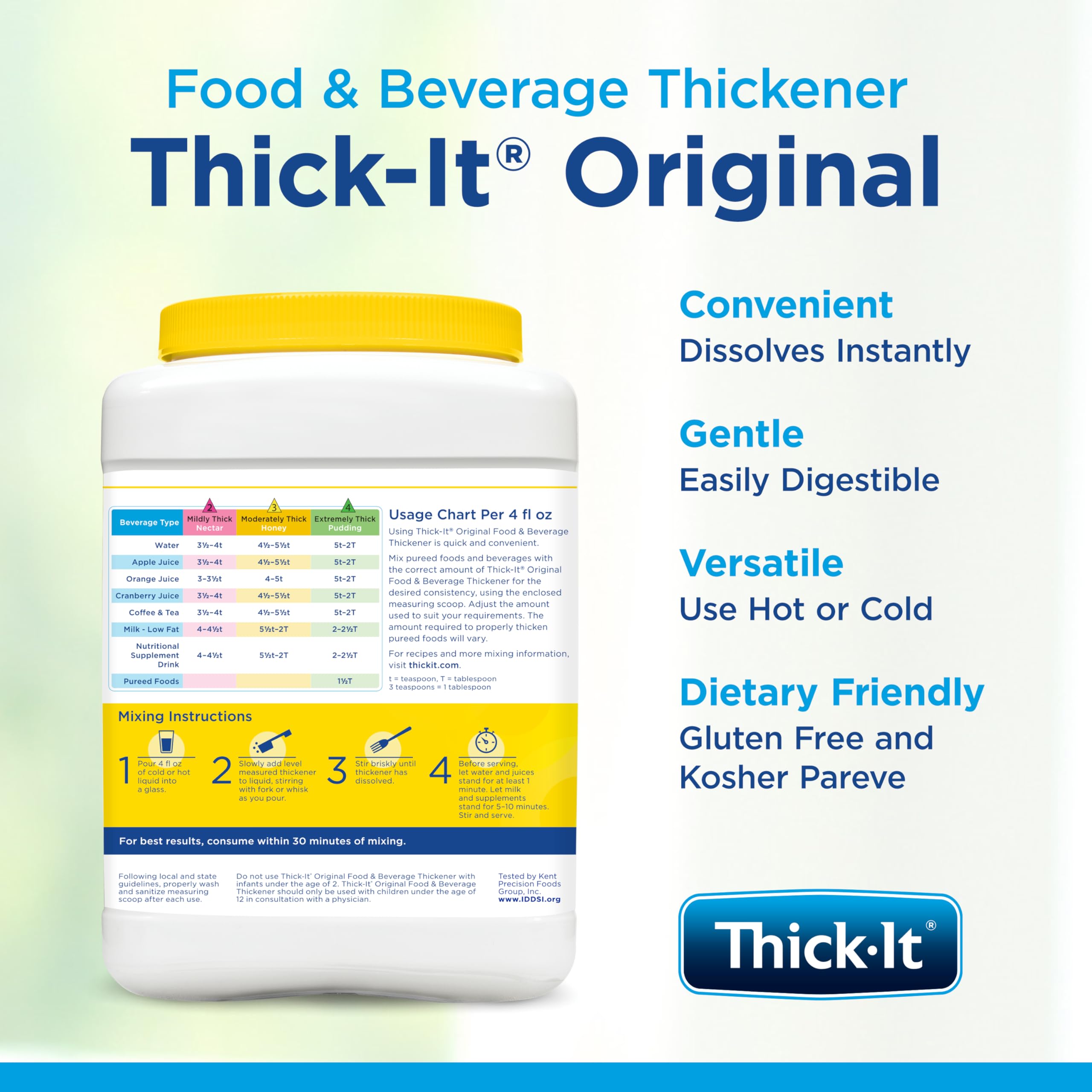 Thick-It Original dissolves in iced tea for easy sipping