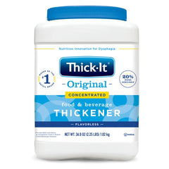 Thick-It Original powder being dispensed for quick, flavorless thickening for easier swallowing.