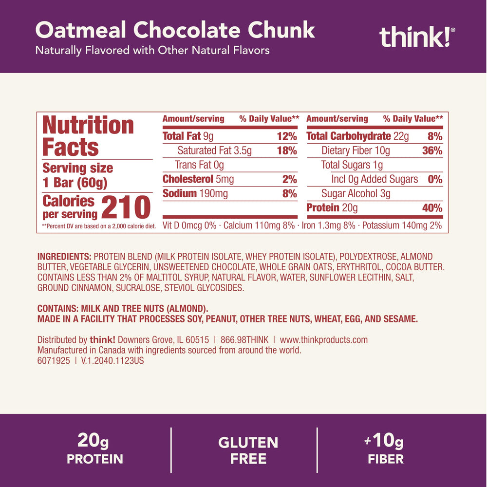 Gluten-free formulation badge on Think! packaging.