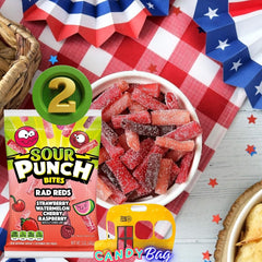Think Candy Sour Punch Bites Rad Reds soft chewy texture boosts snack appeal.