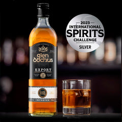 Glen Dochus Export Blend glass with ice for a refreshing zero-proof dram