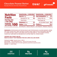think! Girl Scout Minis bar close-up reveals creamy peanut butter center.